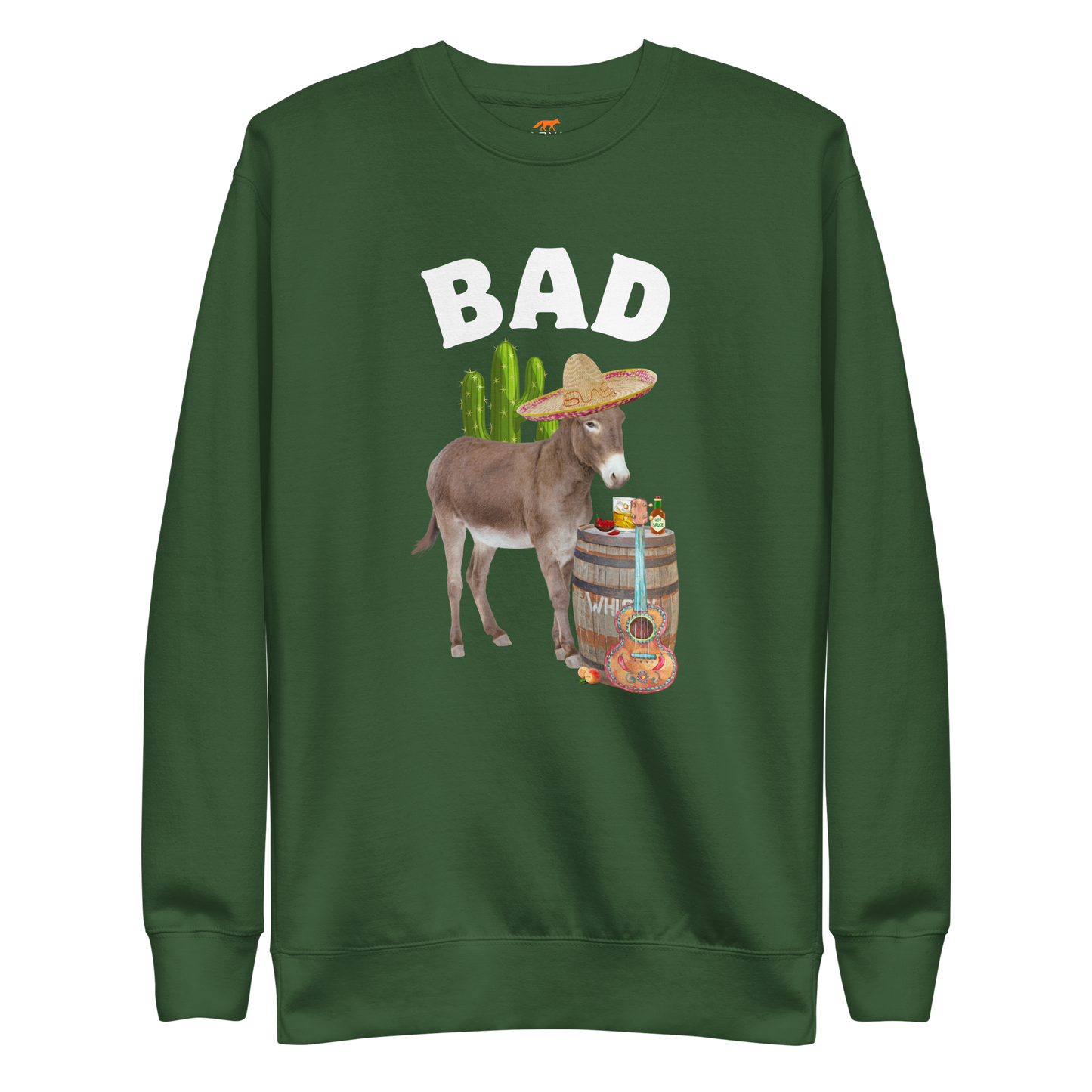 Bad Ass Donkey Graphic Premium Sweatshirt Online - Forest Green - Boozy Fox
