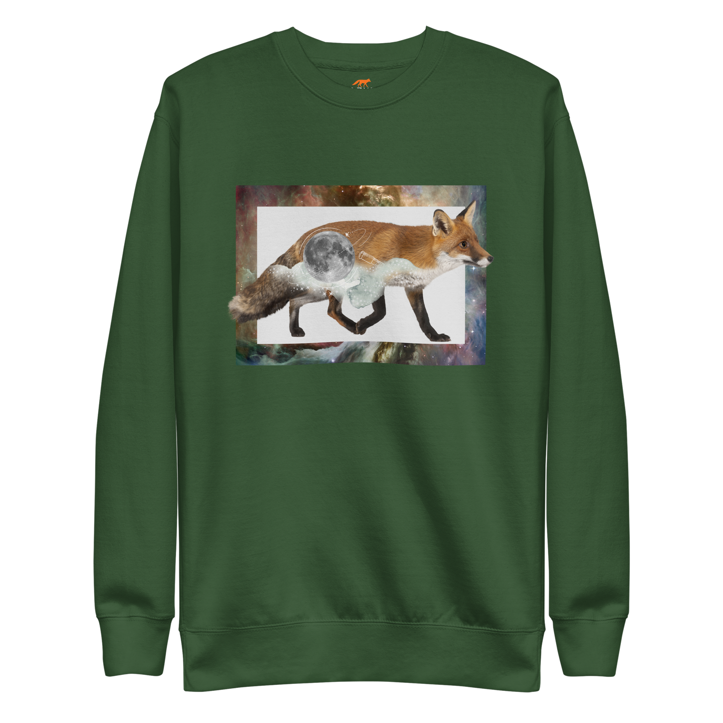 Space Fox Graphic Premium Sweatshirt Online - Forest Green - Boozy Fox