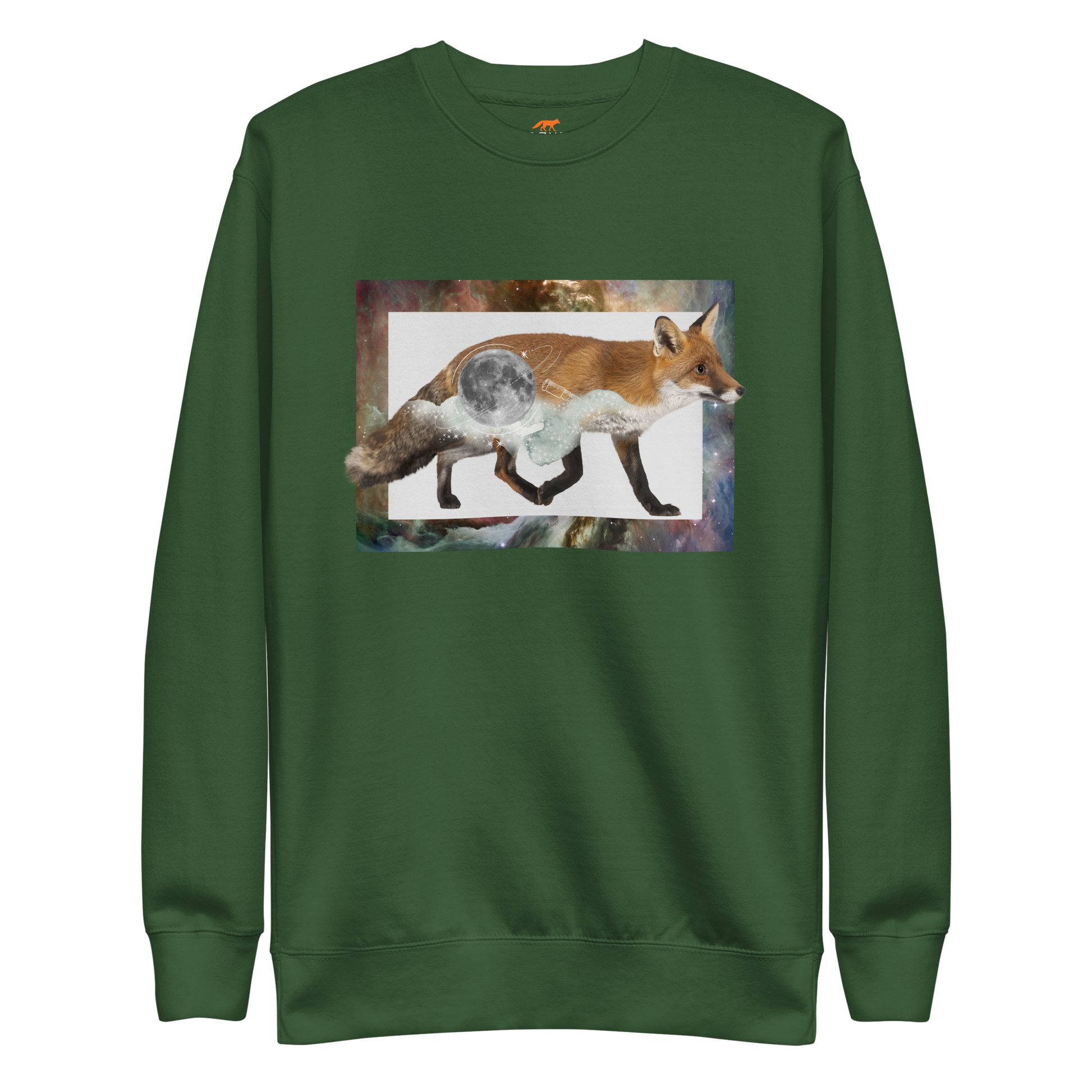 Space Fox Graphic Premium Sweatshirt Online - Forest Green - Boozy Fox