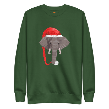 Christmas Elephant Graphic Premium Sweatshirt Online - forest green - Boozy Fox