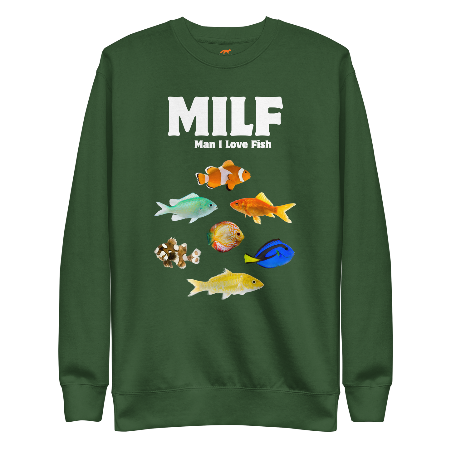 Man I Love Fish Graphic Premium Sweatshirt Online - Forest Green - Boozy Fox