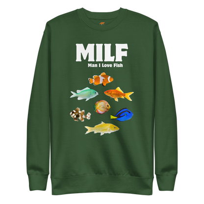 Man I Love Fish Graphic Premium Sweatshirt Online - Forest Green - Boozy Fox
