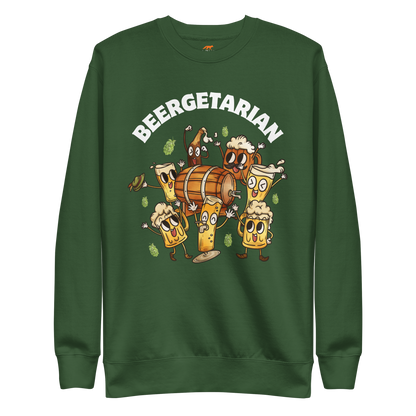 Beergetarian Beer Graphic Premium Sweatshirt Online - Forest Green - Boozy Fox