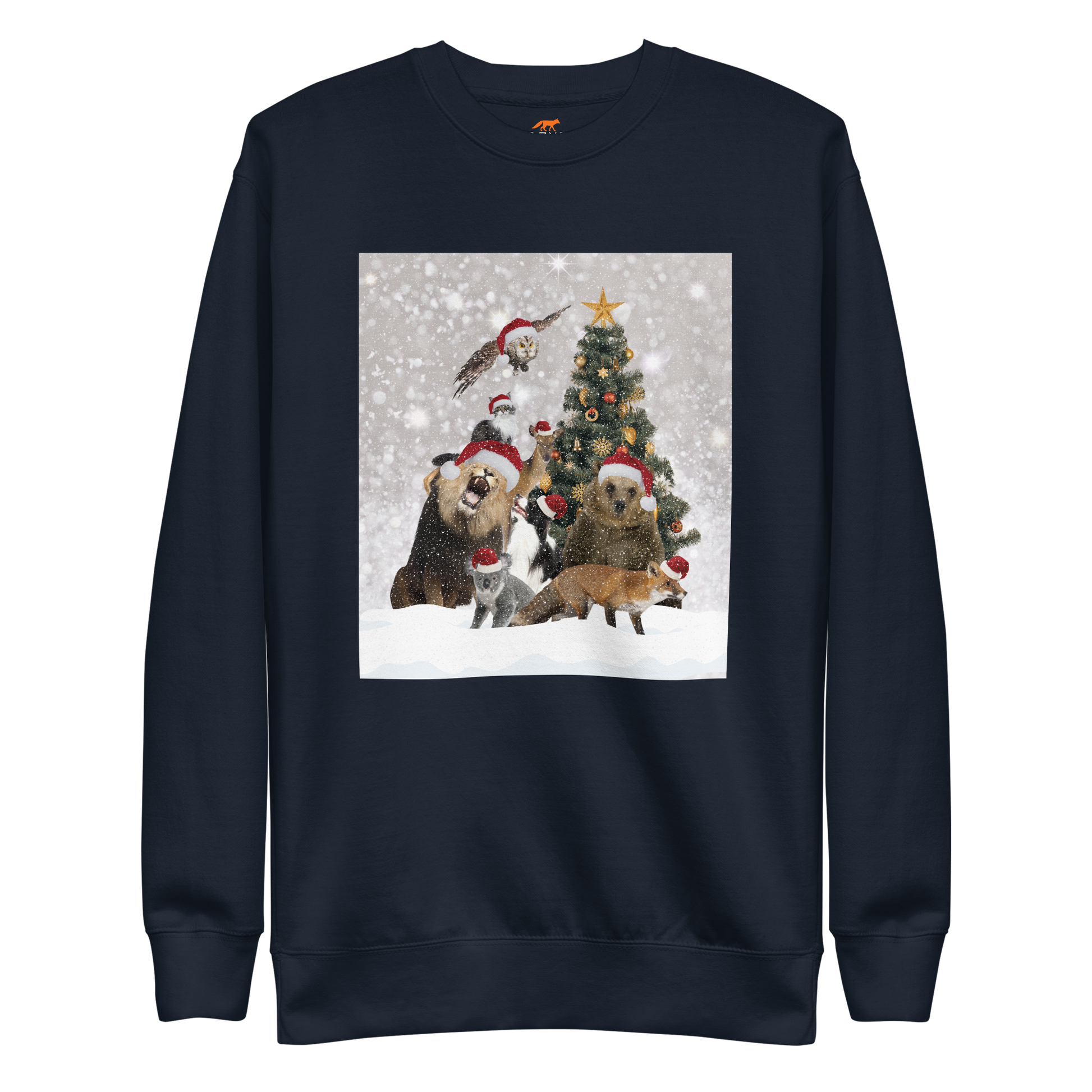 Christmas Animals Graphic Premium Sweatshirt Online - Navy Blazer - Boozy Fox