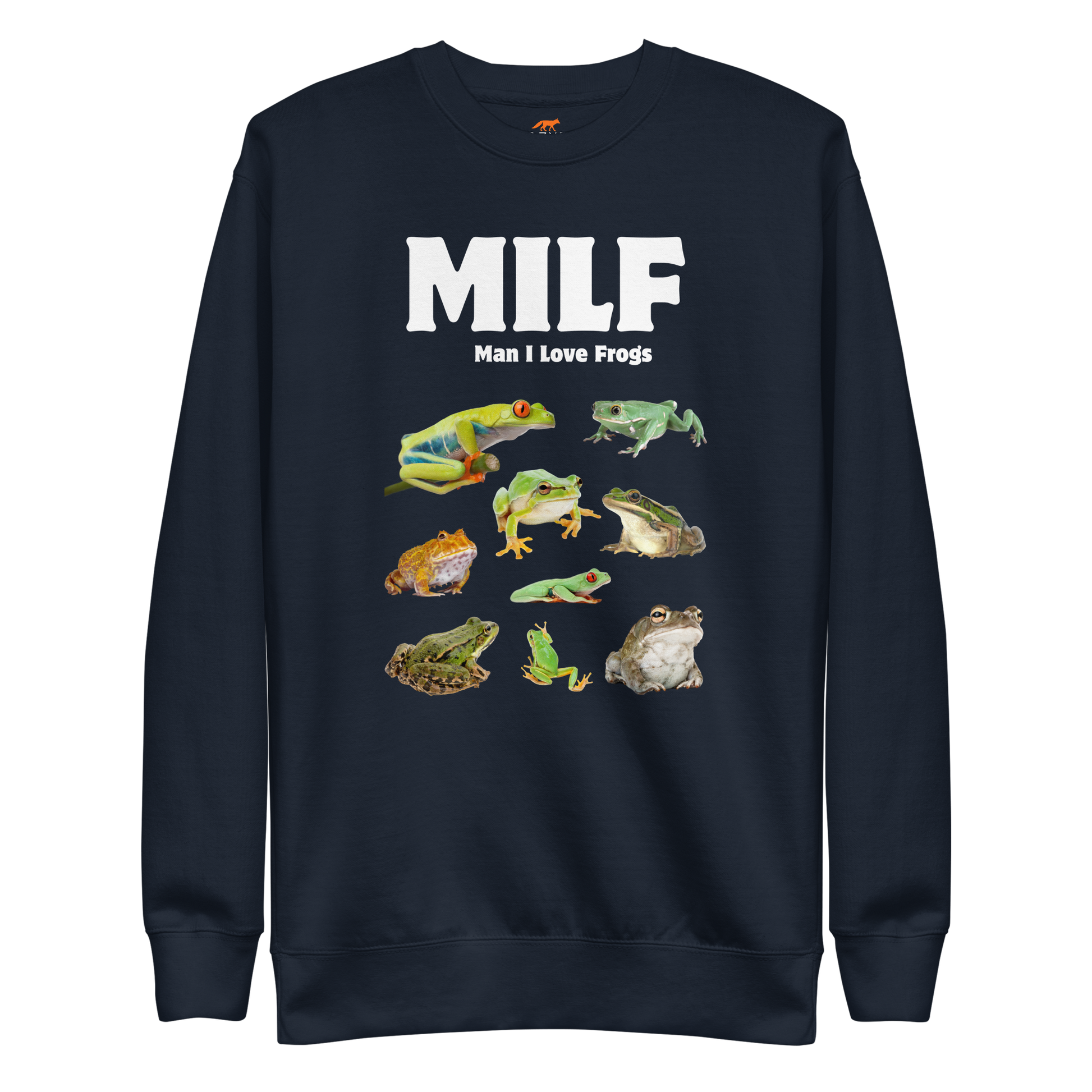 Man I Love Frogs Graphic Premium Sweatshirt Online - Navy Blazer - Boozy Fox