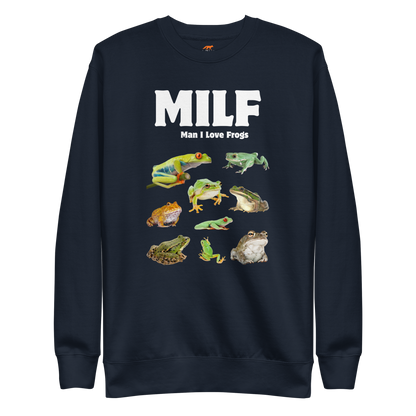 Man I Love Frogs Graphic Premium Sweatshirt Online - Navy Blazer - Boozy Fox