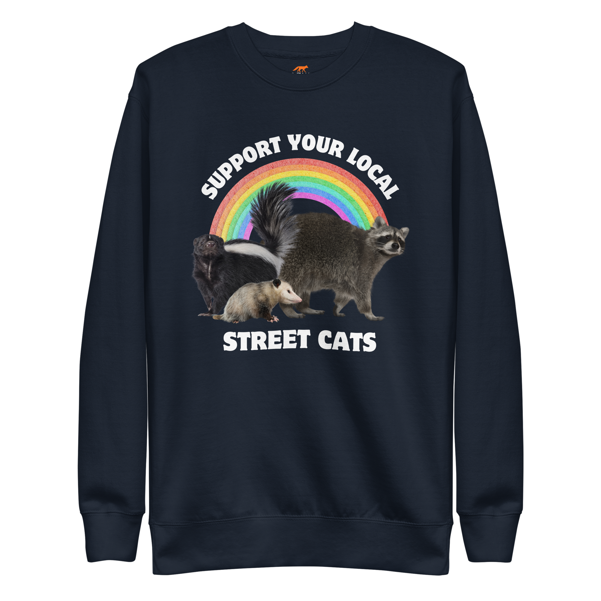 Support Your Local Street Cats Graphic Premium Sweatshirt Online - Navy Blazer - Boozy Fox