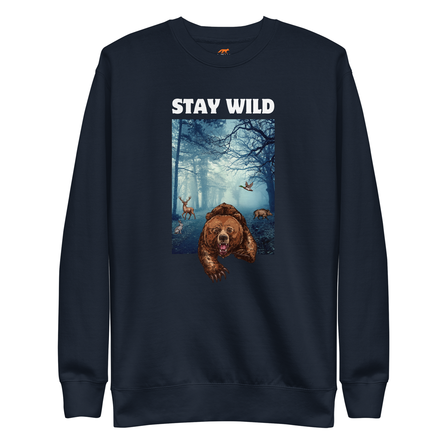 Stay Wild Bear Graphic Premium Sweatshirt Online - Navy Blazer - Boozy Fox