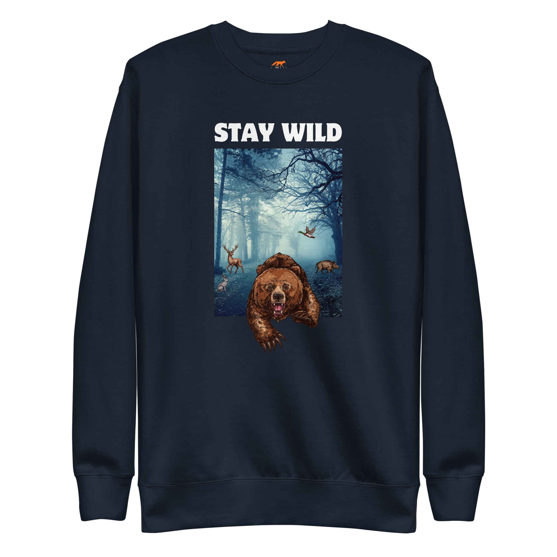 Stay Wild Bear Graphic Premium Sweatshirt Online - Navy Blazer - Boozy Fox