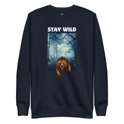 Stay Wild Bear Graphic Premium Sweatshirt Online - Navy Blazer - Boozy Fox