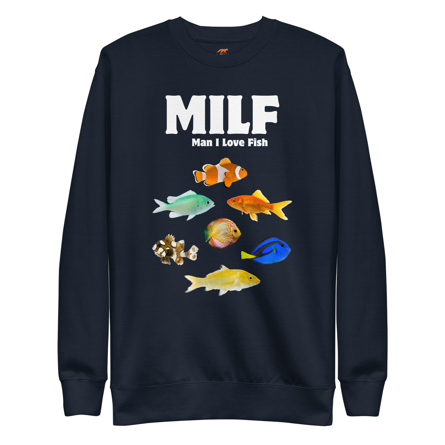 Man I Love Fish Graphic Premium Sweatshirt Online - Navy Blazer - Boozy Fox