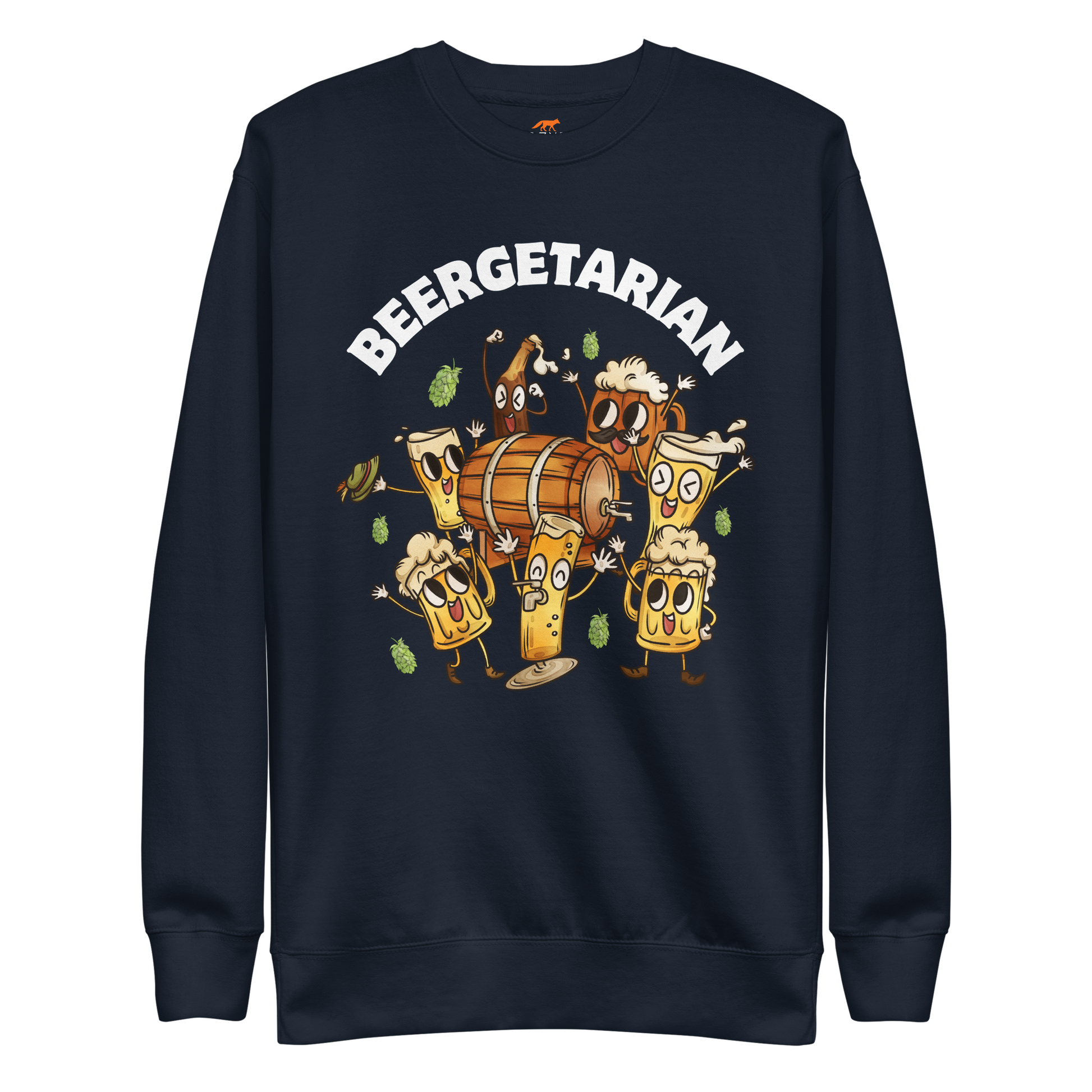 Beergetarian Beer Graphic Premium Sweatshirt Online - Navy Blazer - Boozy Fox