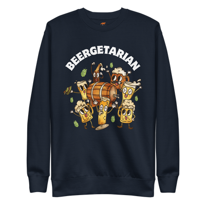 Beergetarian Beer Graphic Premium Sweatshirt Online - Navy Blazer - Boozy Fox