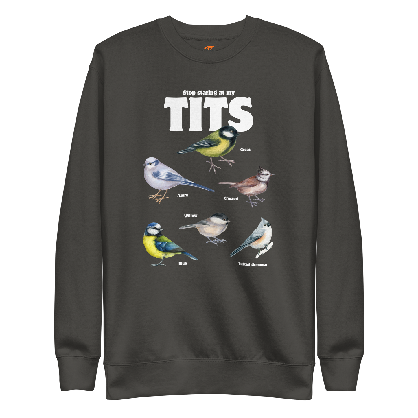 Stop Staring At My Tits Graphic Premium Sweatshirt Online - Vintage Black - Boozy Fox