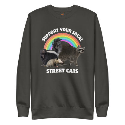 Support Your Local Street Cats Graphic Premium Sweatshirt Online - Vintage Black - Boozy Fox