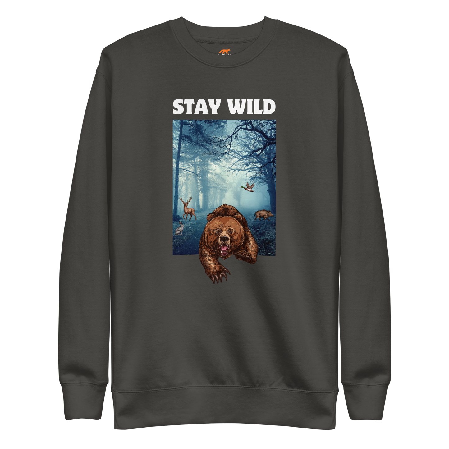 Stay Wild Bear Graphic Premium Sweatshirt Online - Vintage Black - Boozy Fox