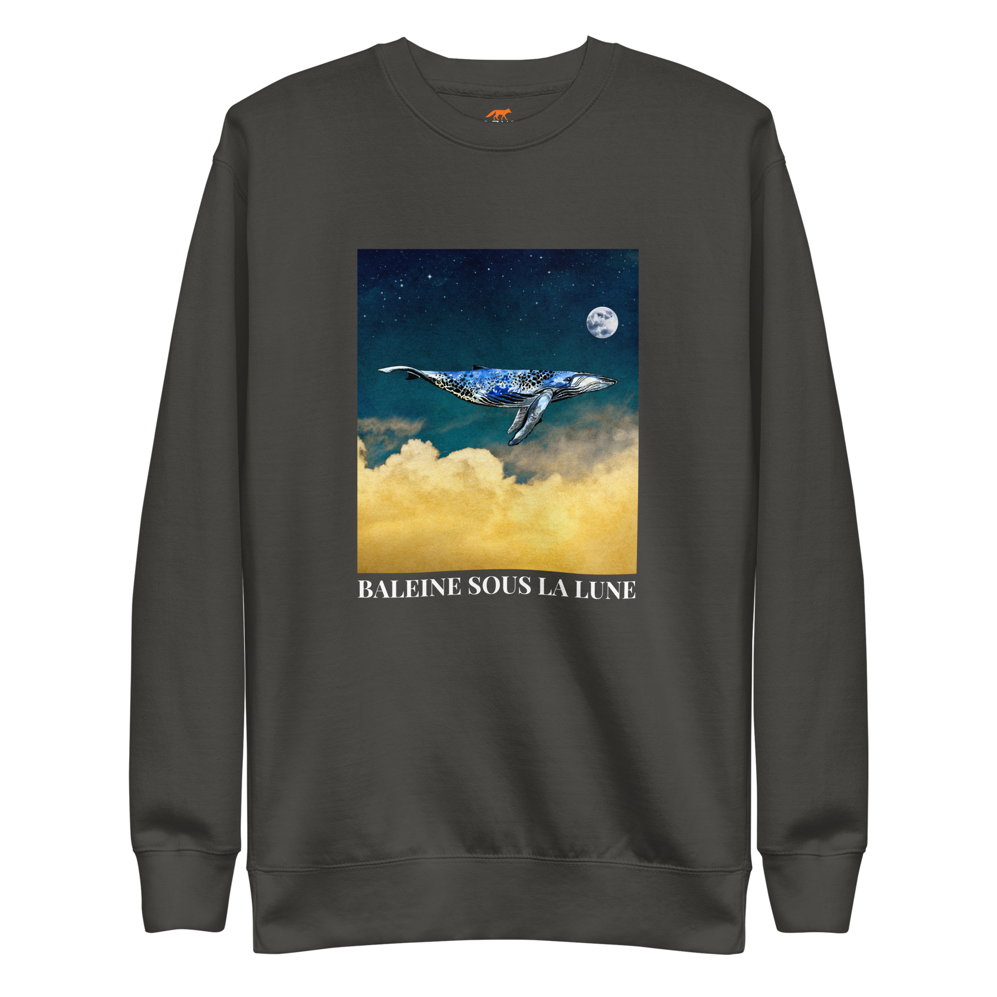 Whale Under The Moon Graphic Premium Sweatshirt Online - Vintage Black - Boozy Fox