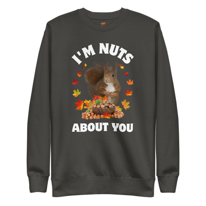 I’m Nuts About You Squirrel Graphic Premium Sweatshirt Online - Vintage Black - Boozy Fox