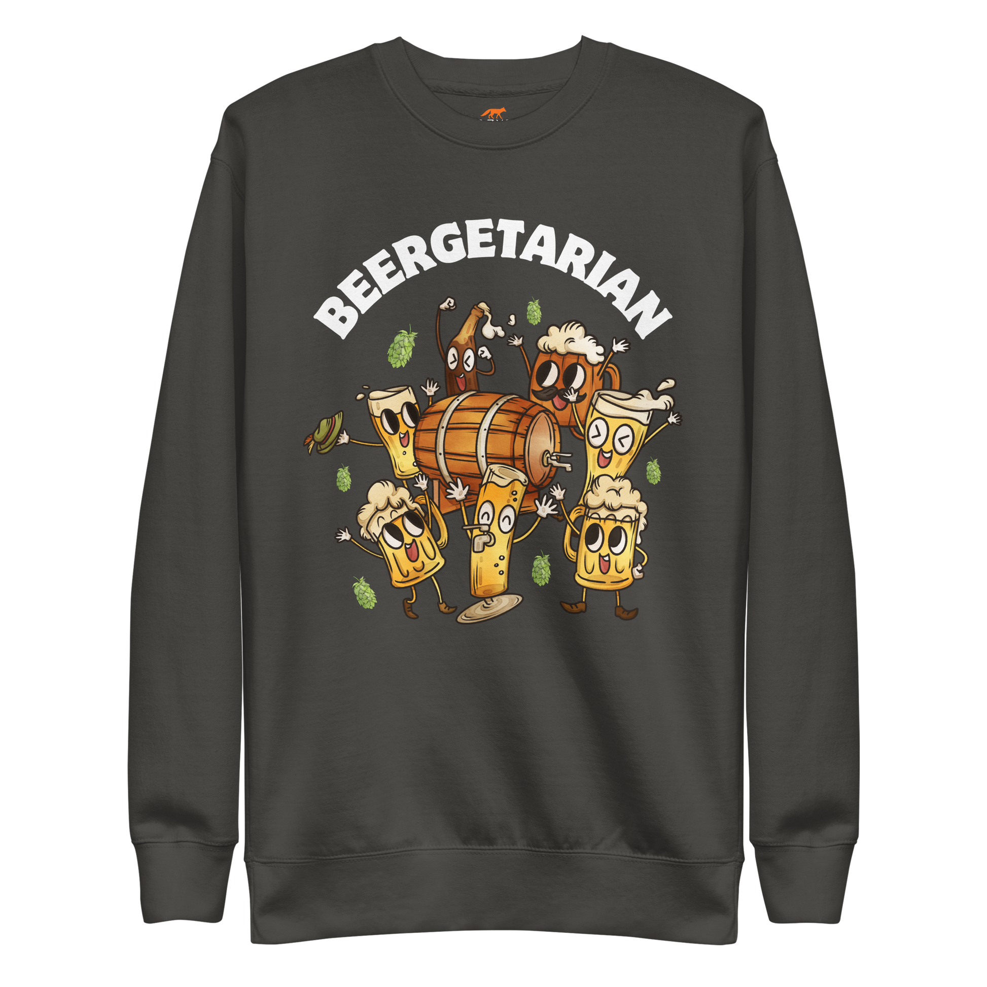 Beergetarian Beer Graphic Premium Sweatshirt Online - Vintage Black - Boozy Fox