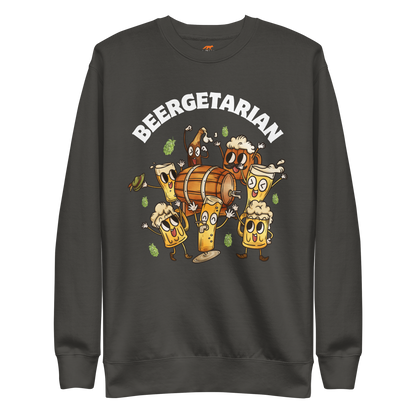 Beergetarian Beer Graphic Premium Sweatshirt Online - Vintage Black - Boozy Fox