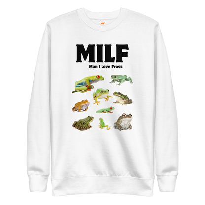 Man I Love Frogs Graphic Premium Sweatshirt Online - White - Boozy Fox
