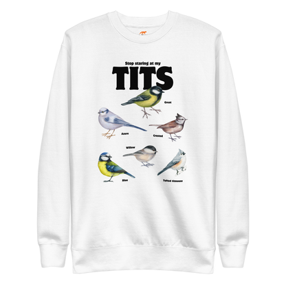 Stop Staring At My Tits Graphic Premium Sweatshirt Online - White - Boozy Fox