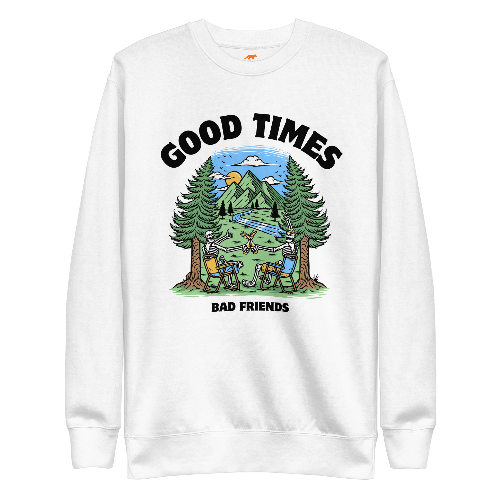 Good Times Bad Friends Graphic Premium Sweatshirt Online - White - Boozy Fox