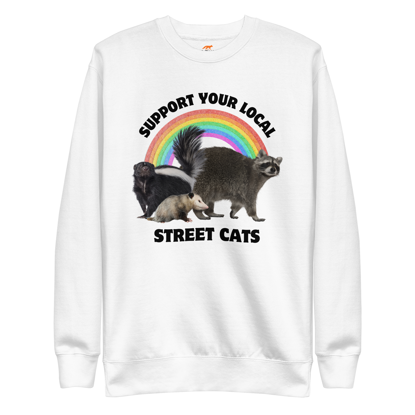 Support Your Local Street Cats Graphic Premium Sweatshirt Online - White - Boozy Fox