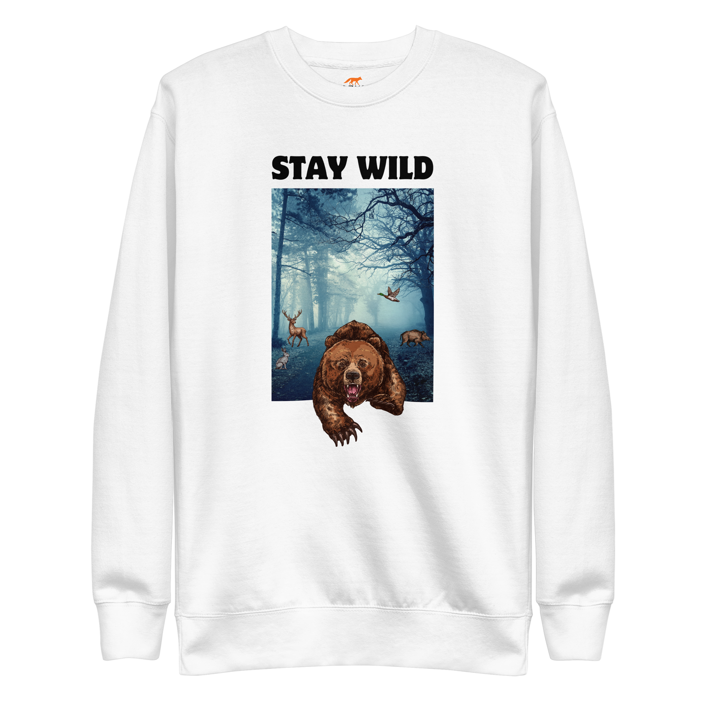 Stay Wild Bear Graphic Premium Sweatshirt Online - White - Boozy Fox