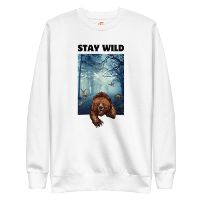 Stay Wild Bear Graphic Premium Sweatshirt Online - White - Boozy Fox
