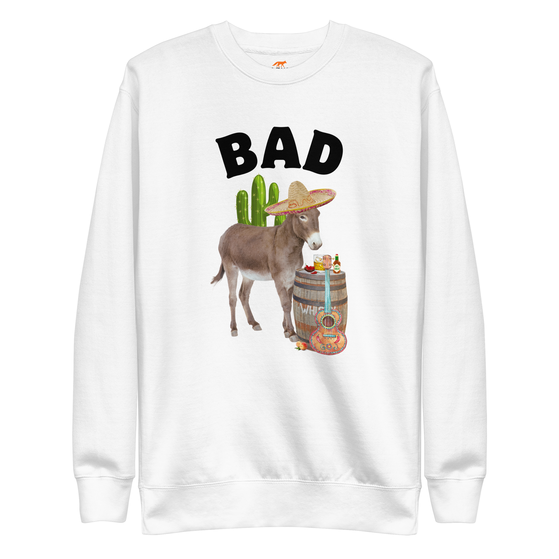 Bad Ass Donkey Graphic Premium Sweatshirt Online - White - Boozy Fox