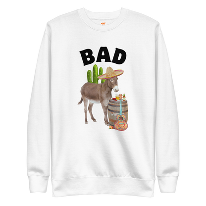 Bad Ass Donkey Graphic Premium Sweatshirt Online - White - Boozy Fox
