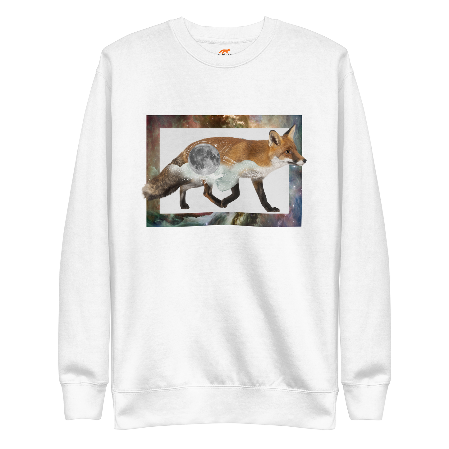 Space Fox Graphic Premium Sweatshirt Online - White - Boozy Fox