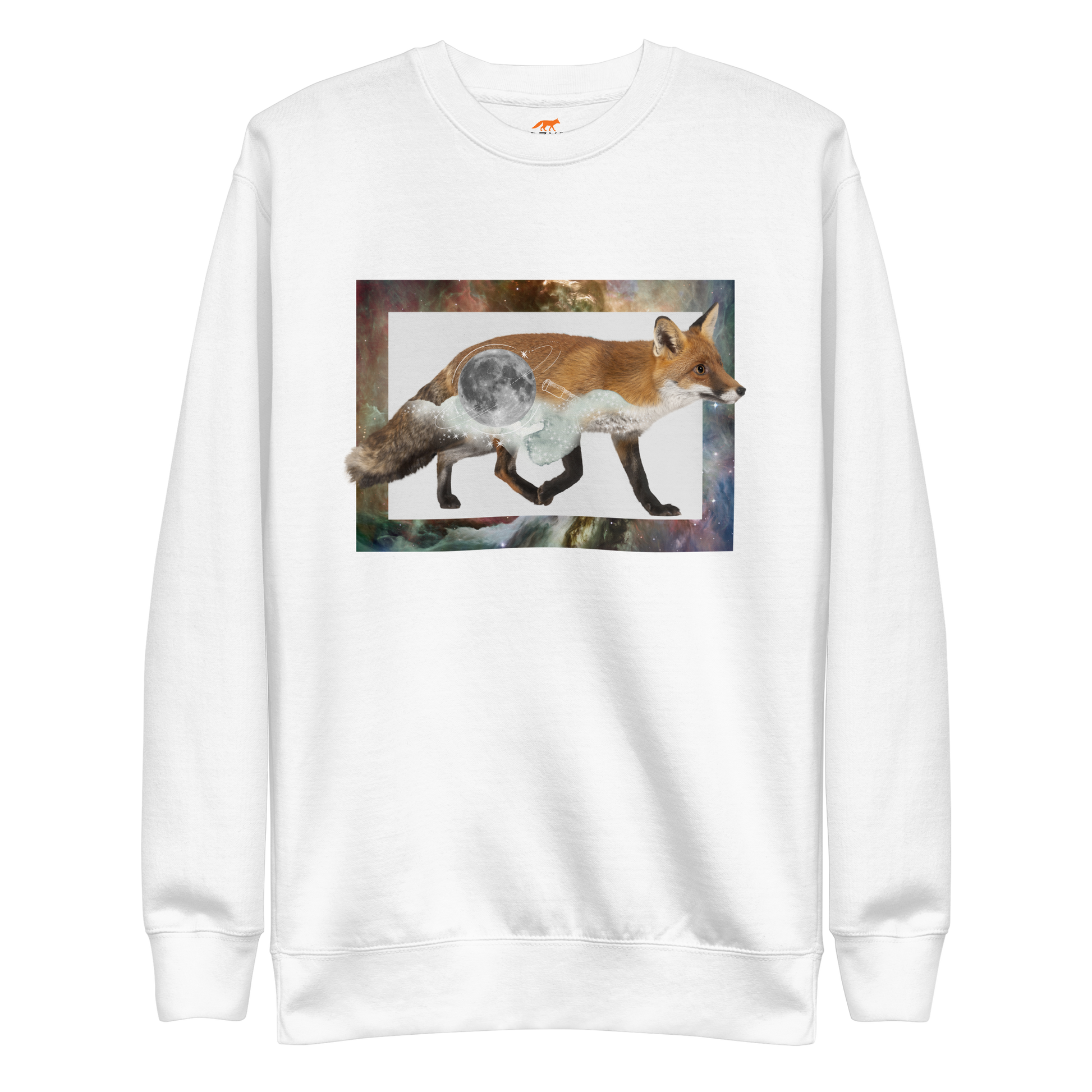 Space Fox Graphic Premium Sweatshirt Online - White - Boozy Fox