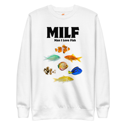 Man I Love Fish Graphic Premium Sweatshirt Online - White - Boozy Fox