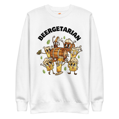 Beergetarian Beer Graphic Premium Sweatshirt Online - White - Boozy Fox