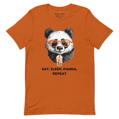 Autumn Color Premium Panda Tee featuring an adorable Eat, Sleep, Panda, Repeat graphic on the chest - Funny Graphic Panda Tees - Boozy Fox