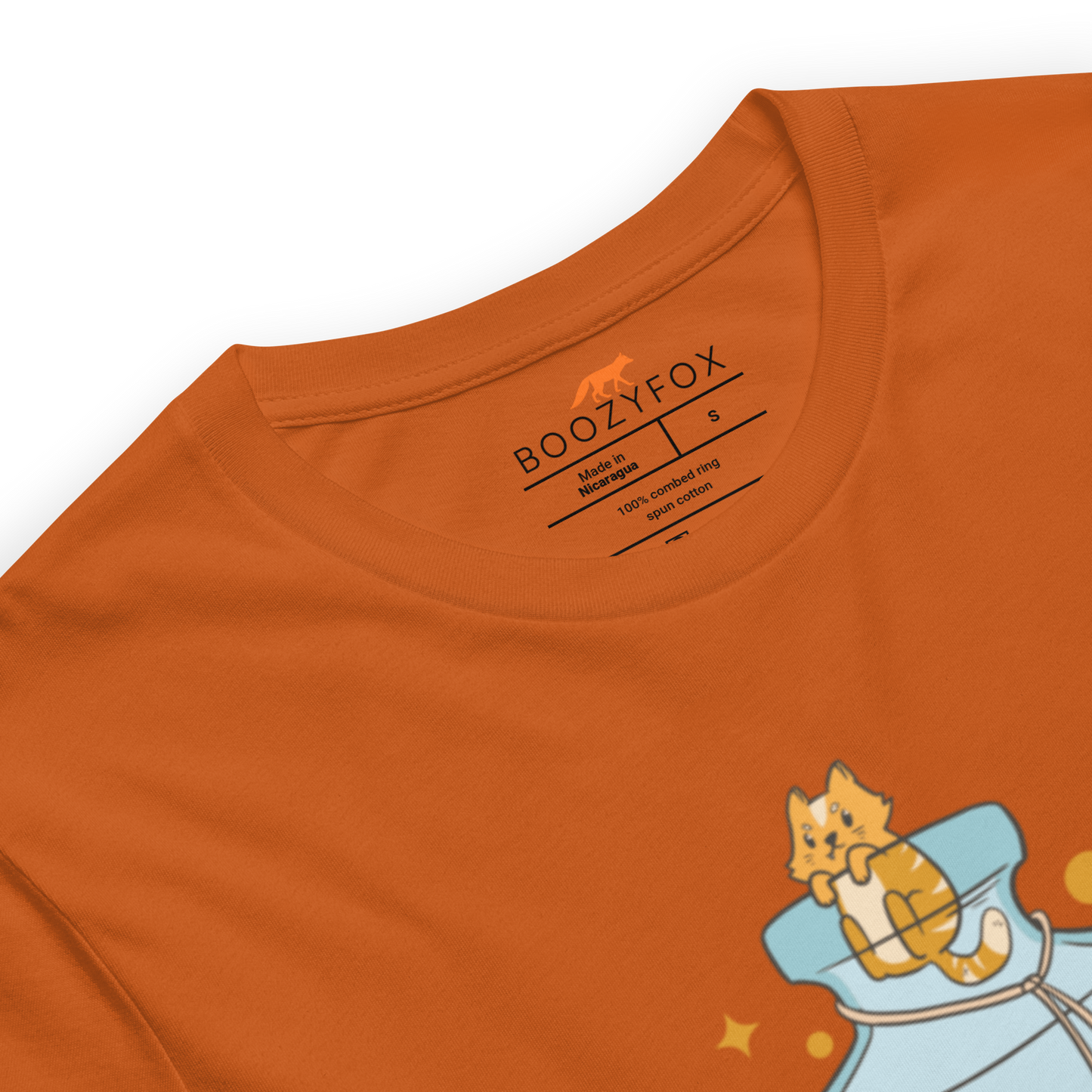 Product details of a Autumn Colored Premium Cat T-Shirt featuring a funny Anti-Depressants graphic on the chest - Cute Graphic Cat Tees - Boozy Fox
