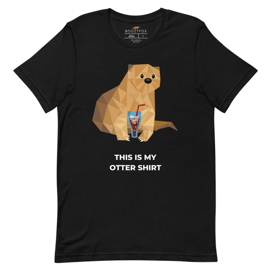 Black Premium Otter T-Shirt featuring a hilarious This Is My Otter Shirt graphic on the chest - Funny Graphic Otter Tees - Boozy Fox