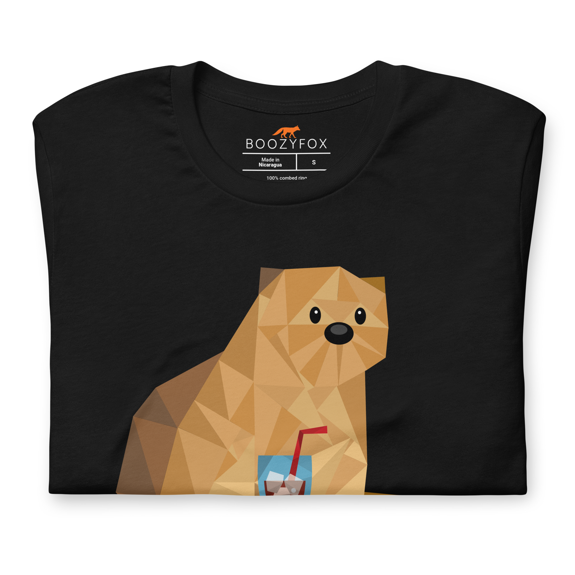 Front Details of a Black Otter Tee - Boozy Fox