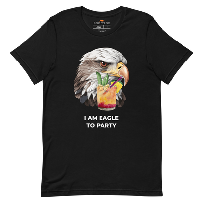 Black Premium Eagle T-Shirt featuring an eye-catching I Am Eagle to Party graphic on the chest - Funny Graphic Eagle Tees - Boozy Fox