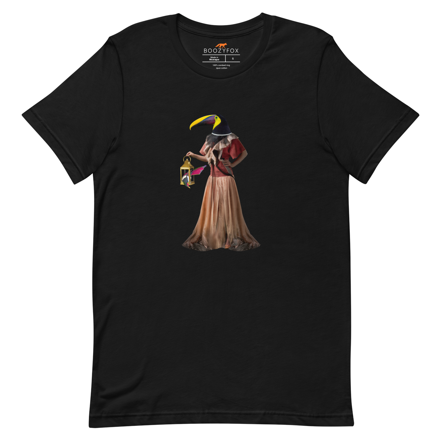 Black Premium Toucan T-Shirt featuring an Anthropomorphic Toucan graphic on the chest - Funny Graphic Toucan Tees - Boozy Fox