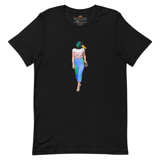 Black Premium Duck T-Shirt featuring an Anthropomorphic Duck graphic on the chest - Funny Graphic Duck Tees - Boozy Fox