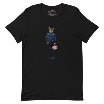 Black Premium Dog T-Shirt featuring an Anthropomorphic Dog graphic on the chest - Funny Graphic Dog Tees - Boozy Fox