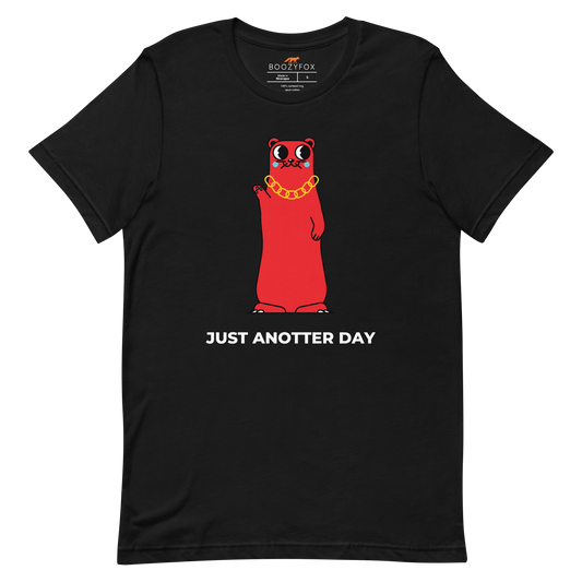 Black Premium Otter T-Shirt featuring a Just Anotter Day graphic on the chest - Funny Graphic Otter Tees - Boozy Fox