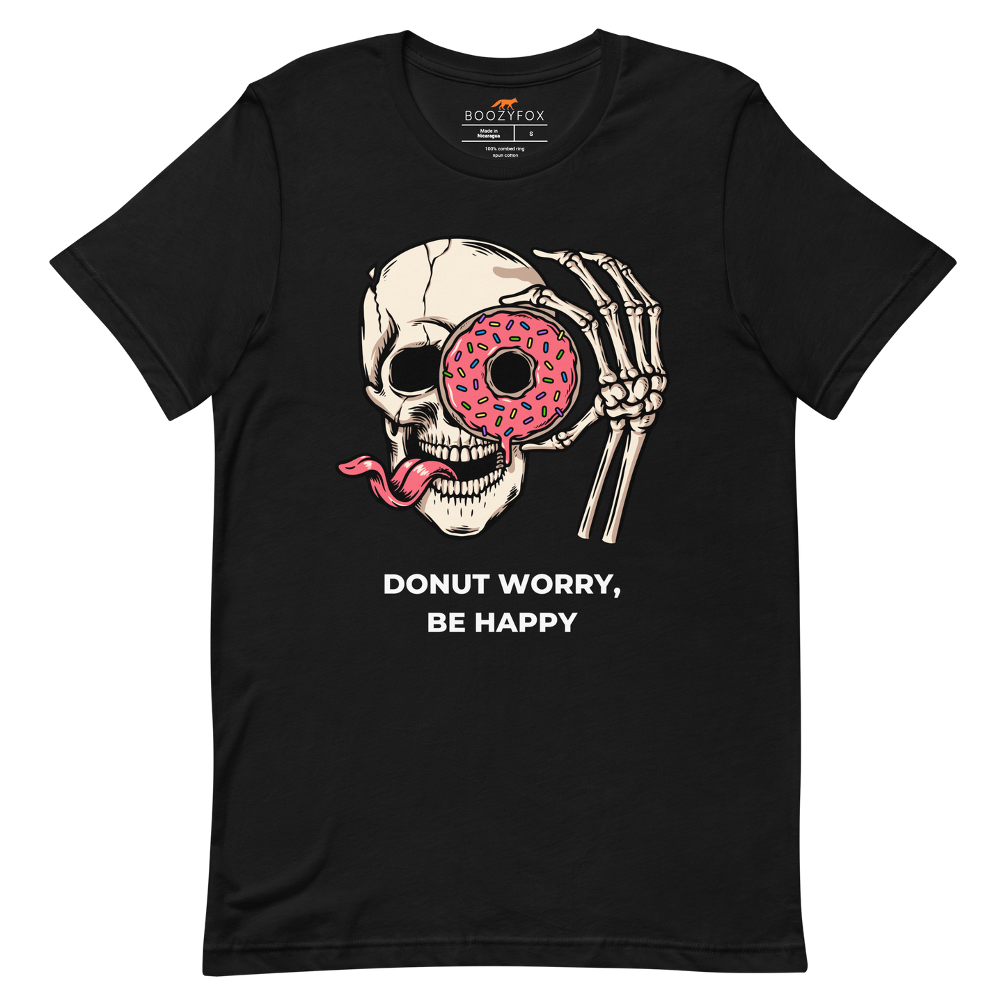 Donut Worry Be Happy Tee Online - Black - Boozy Fox