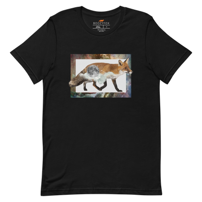Black Premium Fox T-Shirt featuring a stellar Space Fox graphic on the chest - Cool Graphic Fox Tees - Boozy Fox