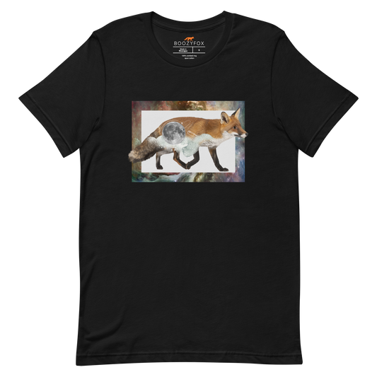 Black Premium Fox T-Shirt featuring a stellar Space Fox graphic on the chest - Cool Graphic Fox Tees - Boozy Fox