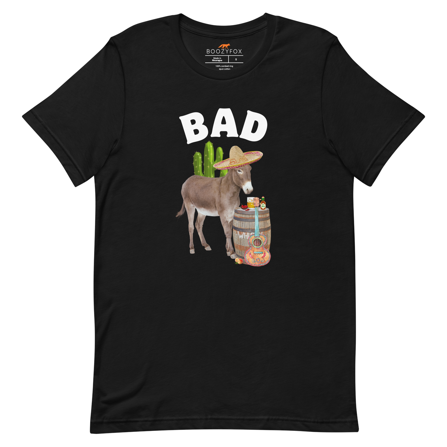 Black Premium Donkey Tee featuring a Funny Bad Ass Donkey graphic on the chest - Funny Graphic Bad Ass Donkey Tees - Boozy Fox