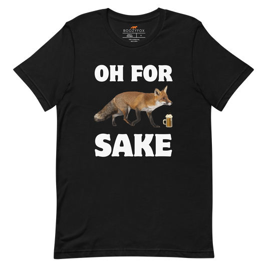 Black Premium Fox T-Shirt featuring a Oh For Fox Sake graphic on the chest - Funny Graphic Fox Tees - Boozy Fox